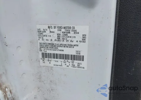 2010 Ford F-150 Fx4 из США, поврежденный, VIN 1FTFX1EV2AFC74556